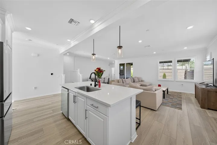 Kitchen opens to the family room