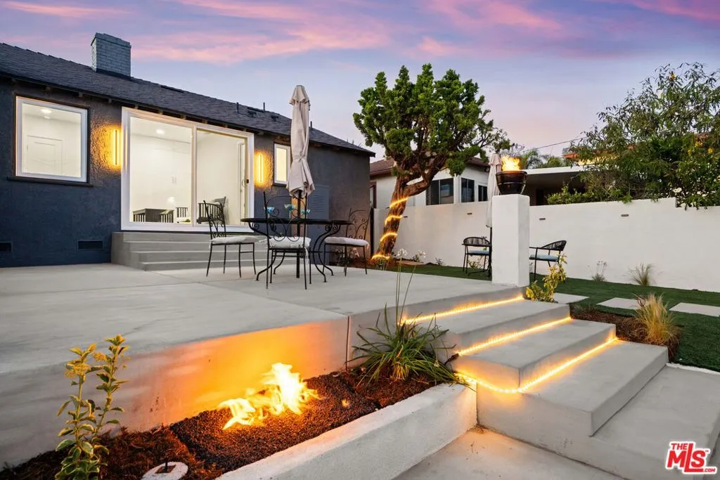 2 fire features in backyard