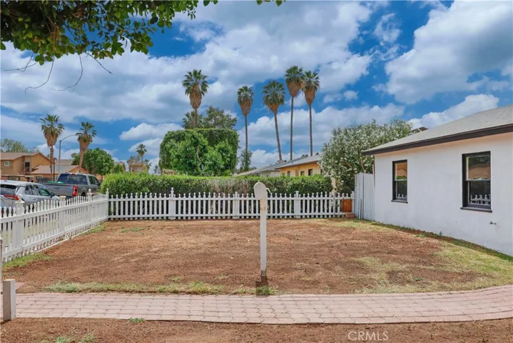 Side view of front yard