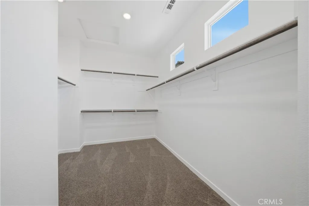 Primary walk in closet with terrific natural light