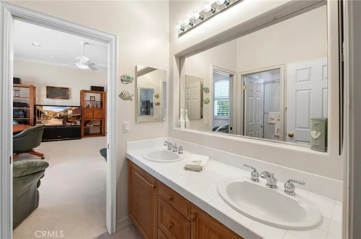 Bath with Dual sinks off Bedroom