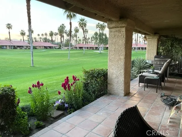 Large patio overlooking the 1st fairway