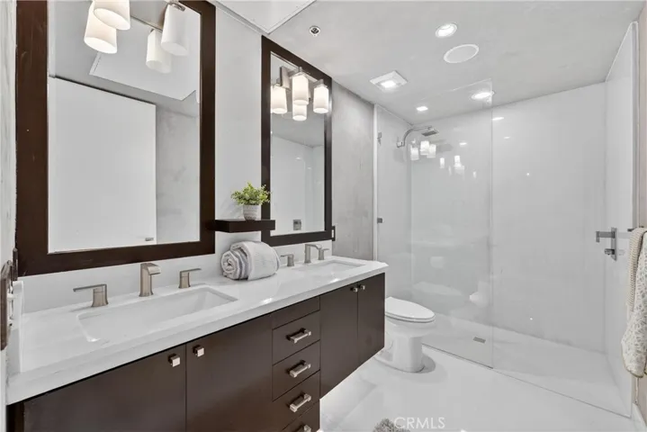 Newly remodeled marble bathroom