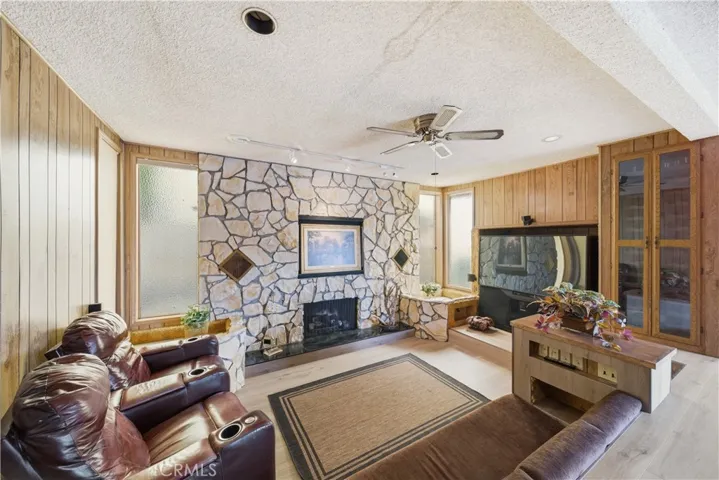 Fireplace with new stone hearth