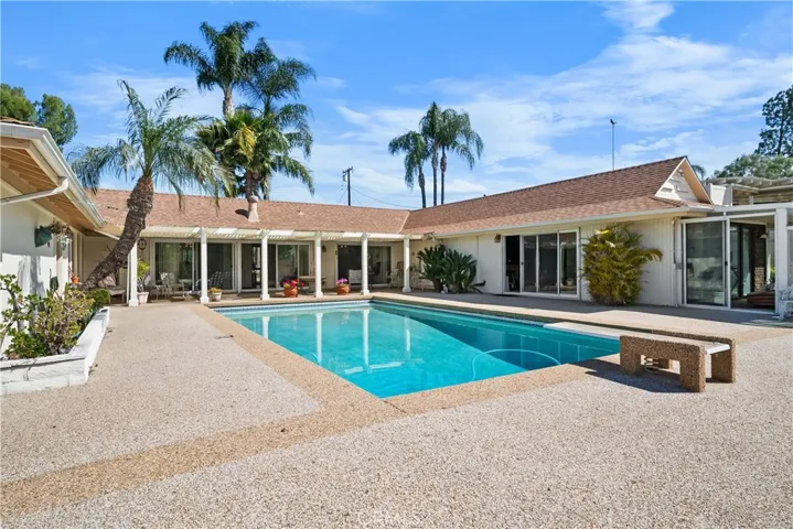 Sparkling pool overlooking the golf course.