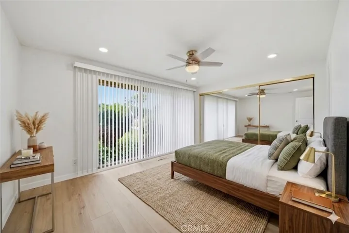 Virtually staged primary bedroom