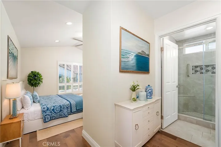 Virtually Staged Primary Bedroom and Bathroom