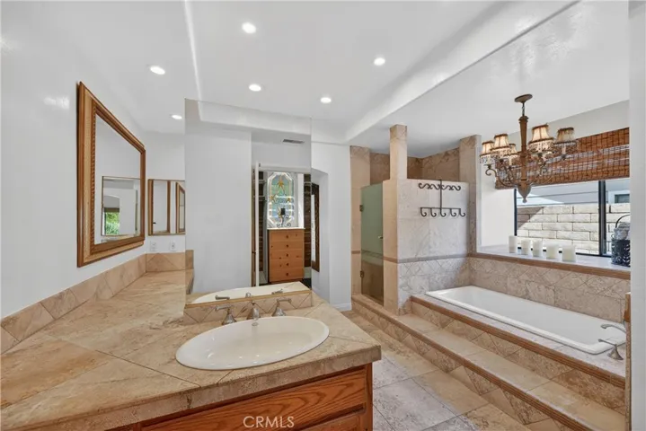 Walk in shower and soaking tub