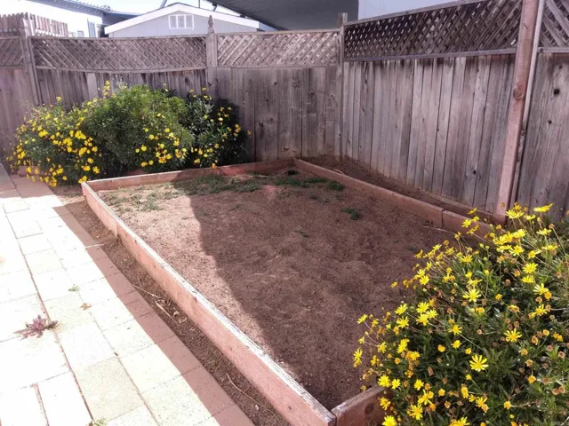 Large yard features pergola and garden area