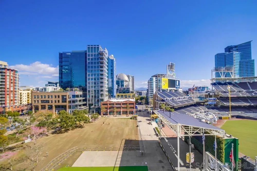 View of Petco Park from Common Area Outdoor Dining/Seating Area/BBQ and Firepit, with Views of Petco Park and the Gaslamp District