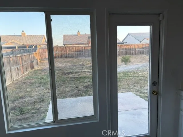 View of backyard from the kitchen