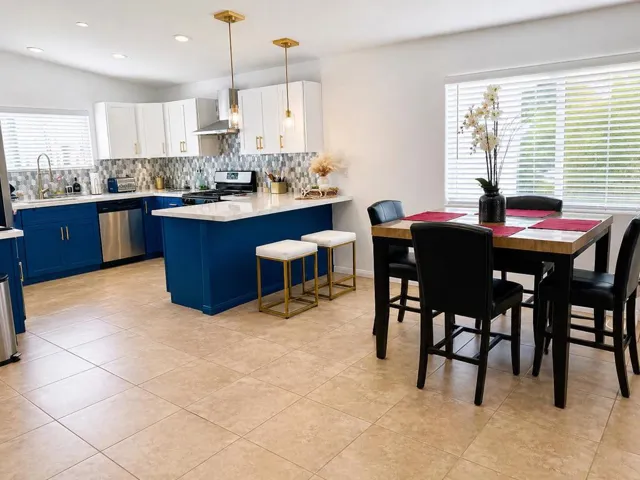 kitchen and dining