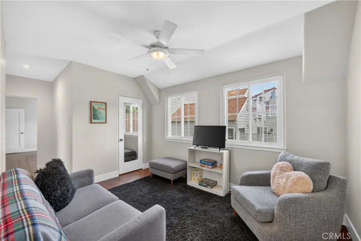 Upstairs flex space - teen hangout, work out space or den - is situated between the bedrooms.