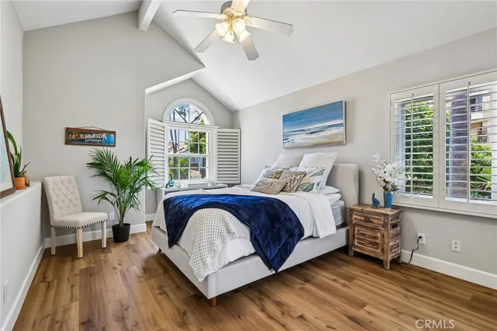 Guest Room 2 is very spacious with a reading knook and cathedral ceilings, bright windows with plantation shutters