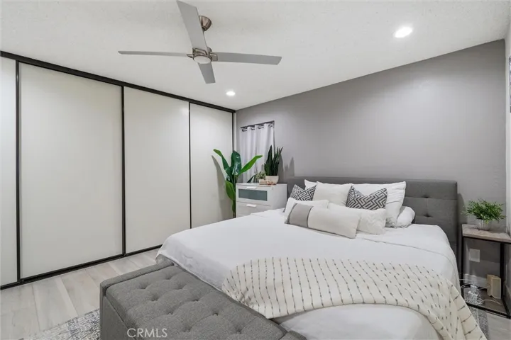 Bedroom with custom closets