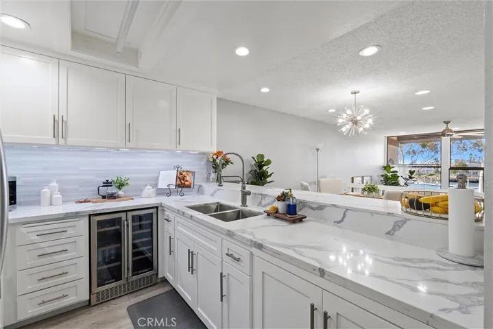 Kitchen open to dining area
