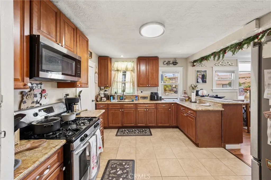 updated kitchen with stainless steel appliances