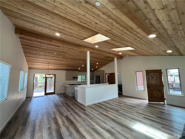 View from northeastern corner, looking at deck entrance off the dining area