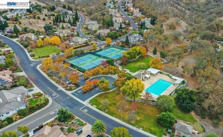 Aerial of Kottinger Ranch pool and Clubhouse