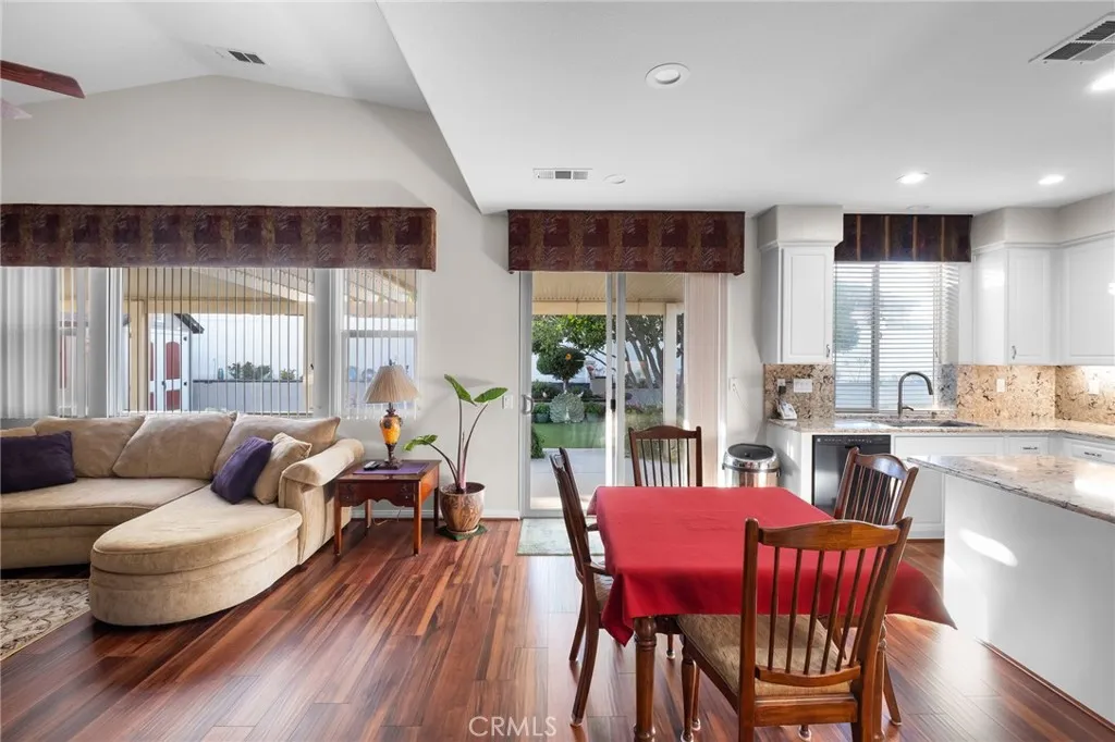 Eat In Kitchen with Sliding Doors out to the Alumawood Covered Patio