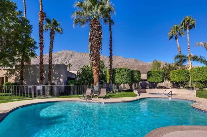 sparkling pool with big mountain views