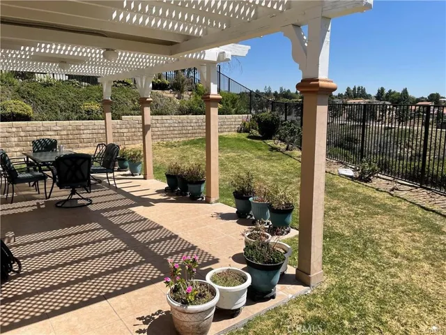 Patio area in the back yard