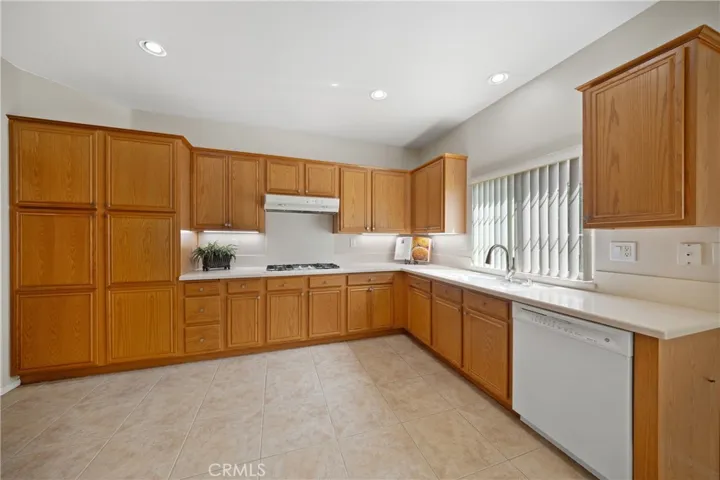 Neutral solid surface countertops.