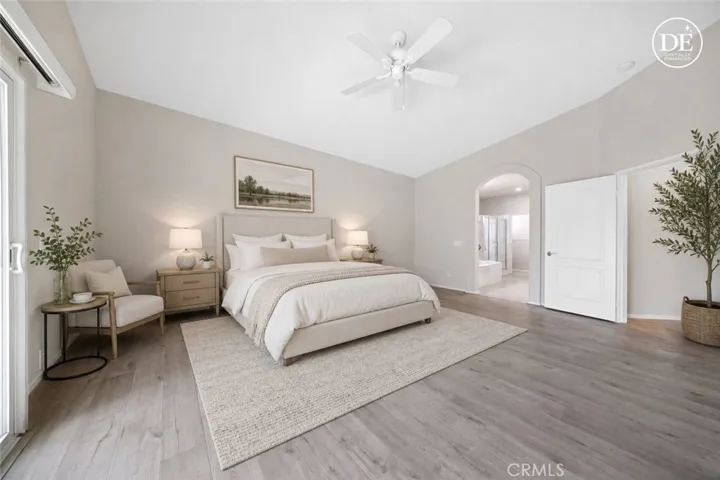 Primary bedroom, virtually staged.