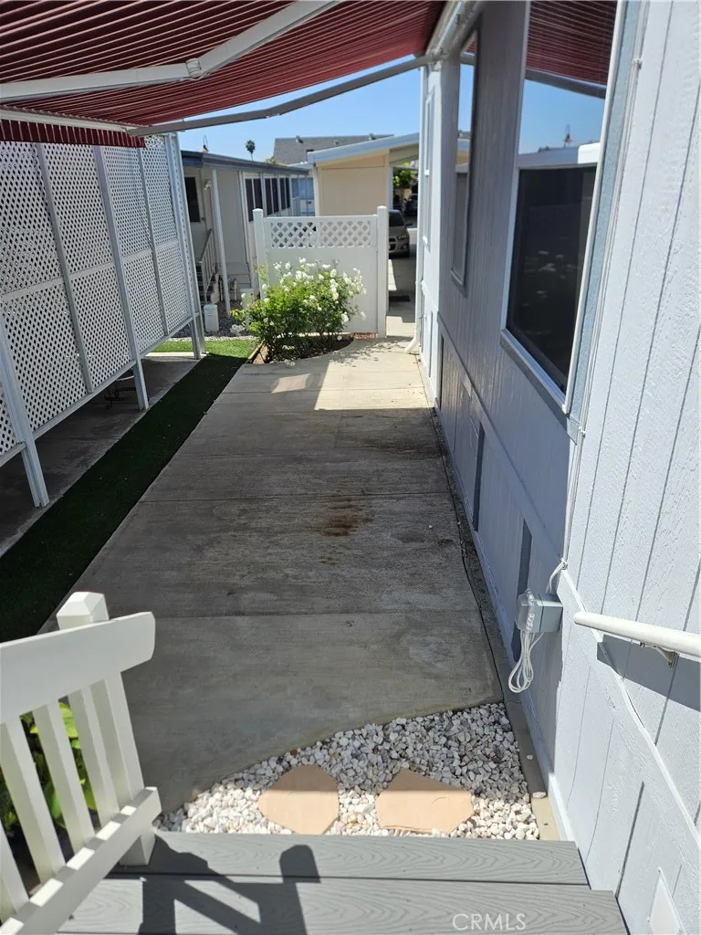 view of patio from deck