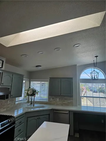 Kitchen are askylight