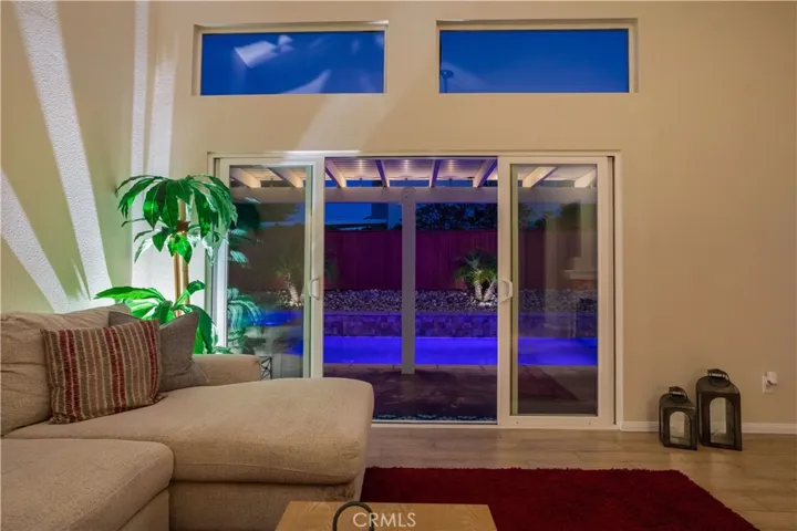 Living room evening  pool view