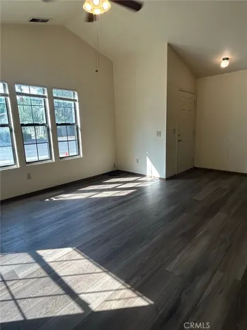 Hard flooring in living area.