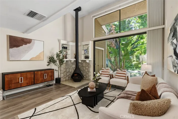 Wood burning fireplace