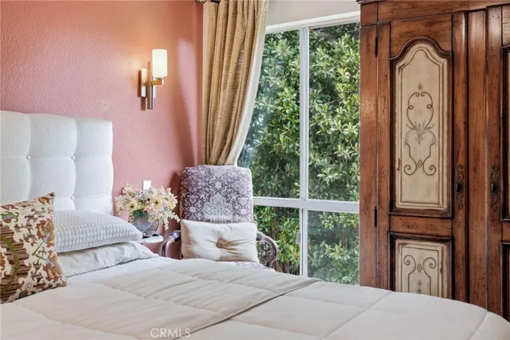 Lovely flora and water views from mainfloor bedroom.