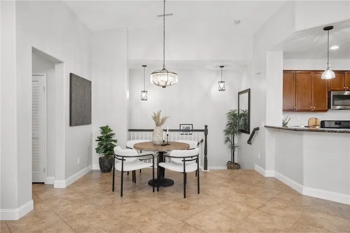 Custom Chandelier over the dining area adds extra elegance.