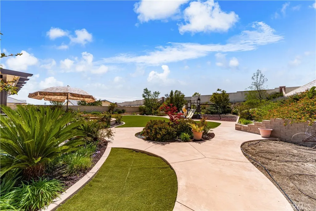 Mature trees and plants in backyard