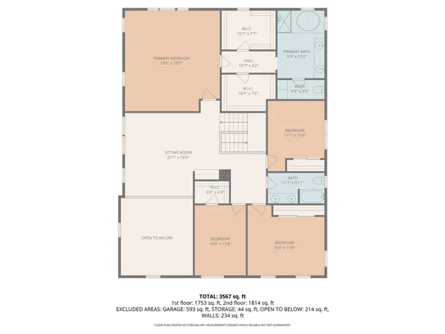 Floor plan of the 2nd floor (May not be exact measurements)