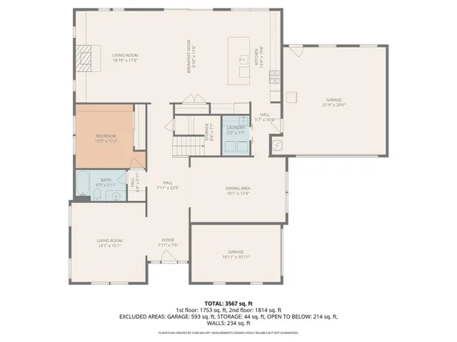 Floor plan of the first floor (May not be exact measurements)