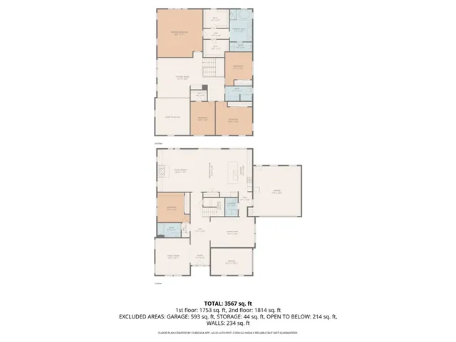 Floor plan birds eye view up 1st and 2nd floor (May not be exact measurements)