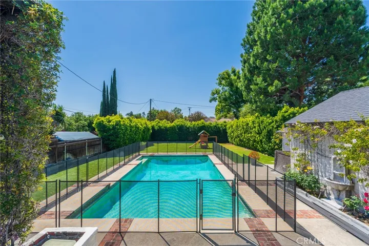 Gated pool for safety.
