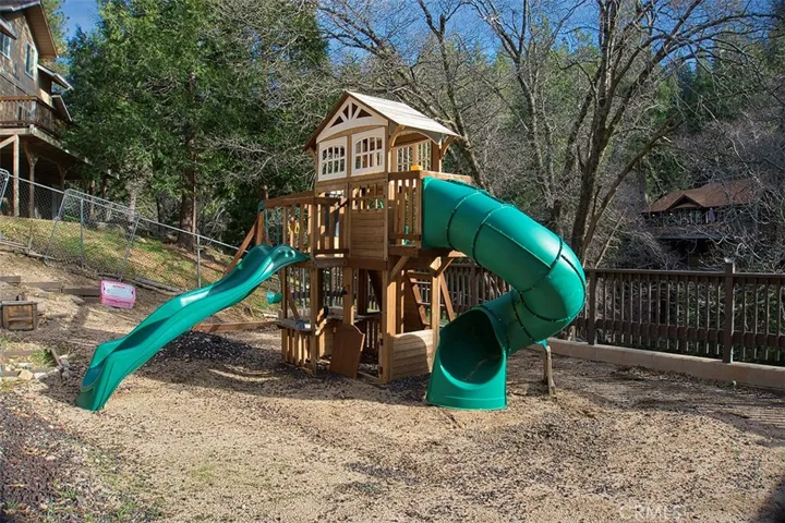  
Playset in Back Yard Stays.