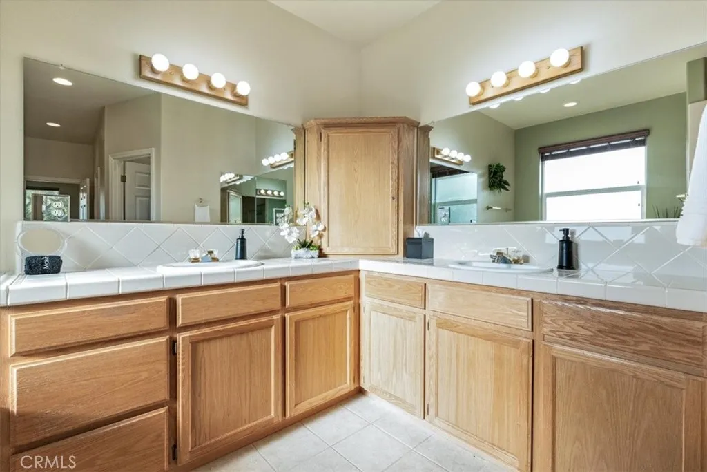 Primary bathroom with double vanities