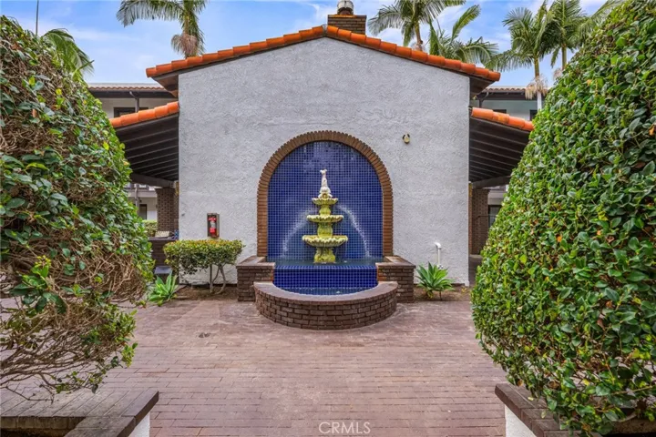 Soothing fountain outside the front door