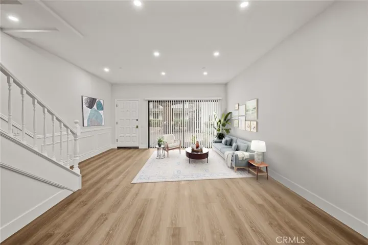 Virtually staged living room- Unit A