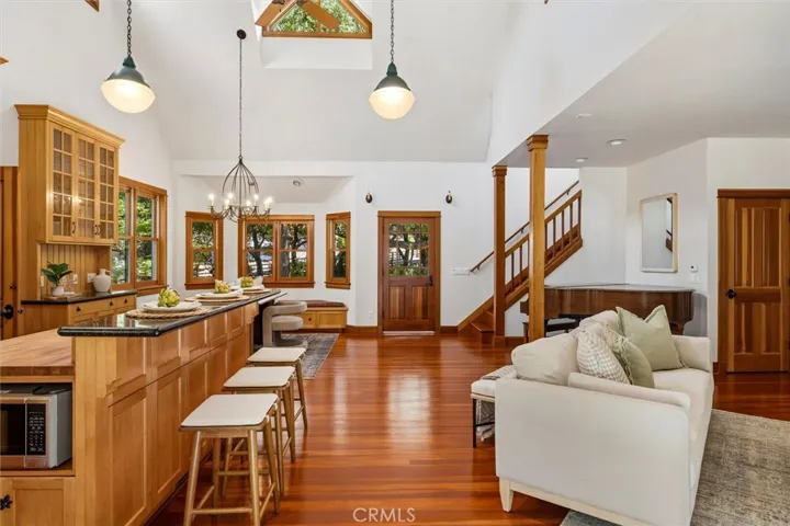 Hardwood flooring through most of the first floor