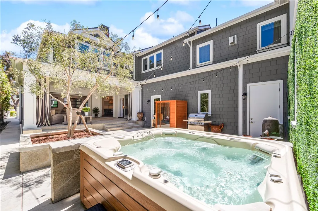 Back yard with spa