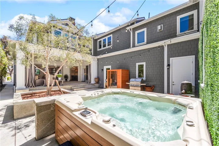 Back yard with spa