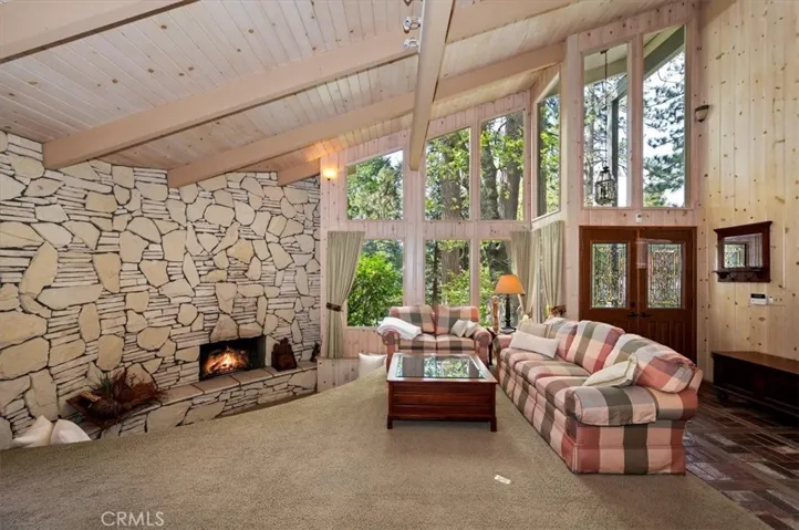 photo has been altered from original, fire in fireplace added