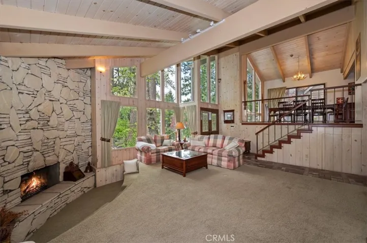 photo has been altered from original, fire in fireplace added