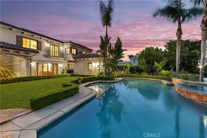 Aerial Pool View at Sunset